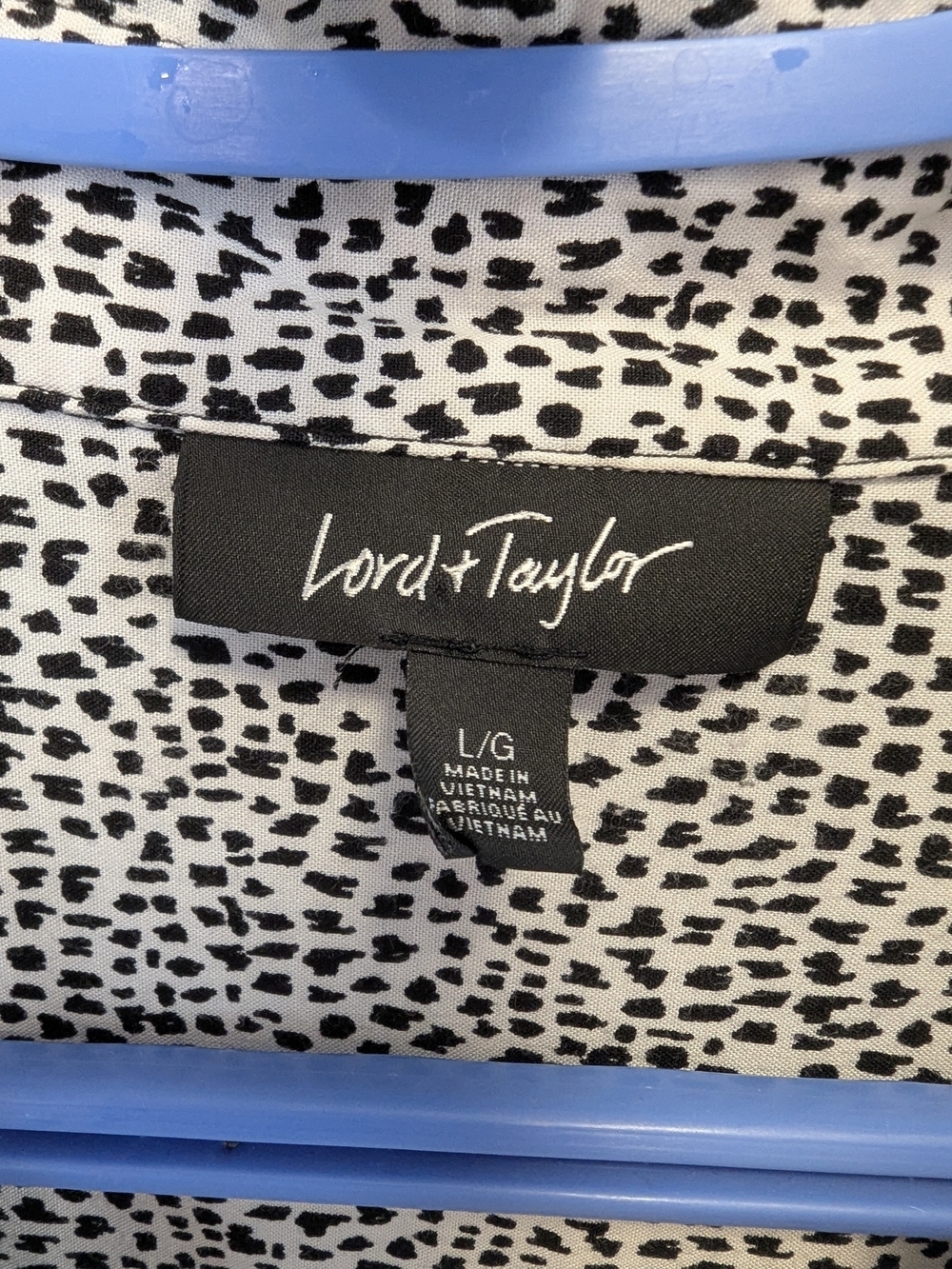 Lord & Taylor Black & White Speckled Button-Down Shirt - Picture 6 of 9